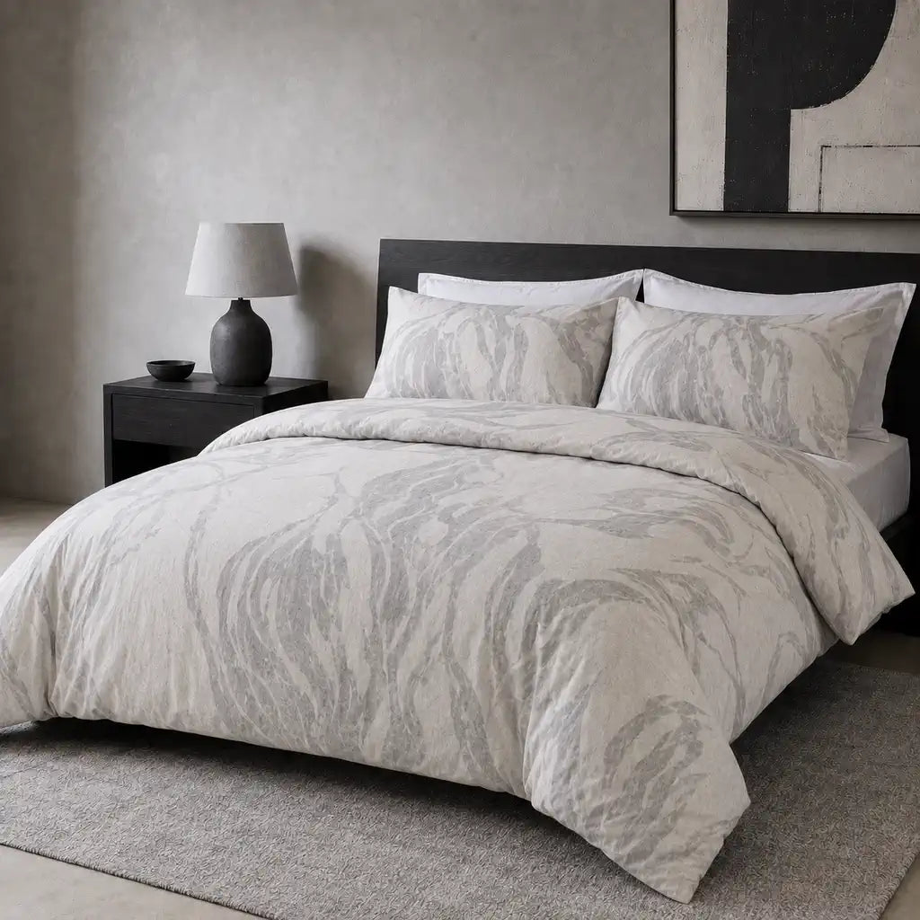 Marble Classic cotton duvet cover set styled on a bed