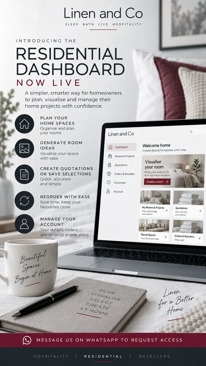 Linen and Co Residential dashboard and account features