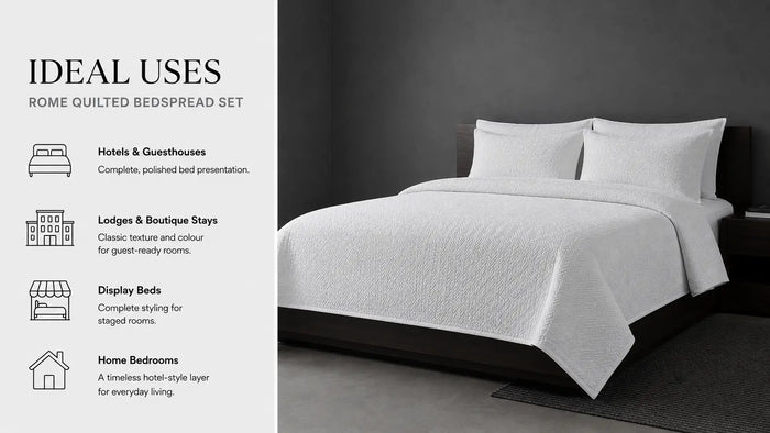 Ideal uses for Rome Quilted Bedspread Set