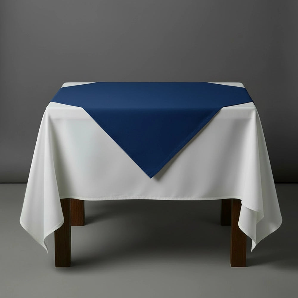 Royal Blue overlay on a white table cloth by Linen and Co - premium hospitality 