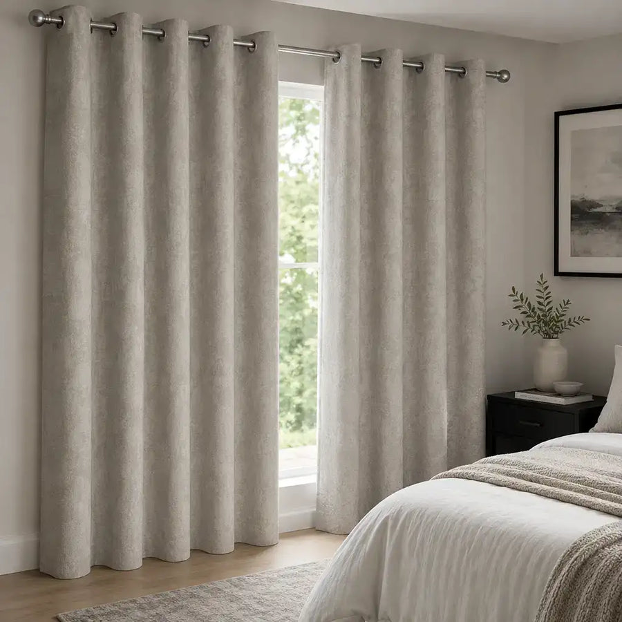 Eyelet heading detail for Nebula Blockout Ready-Made Eyelet Curtain
