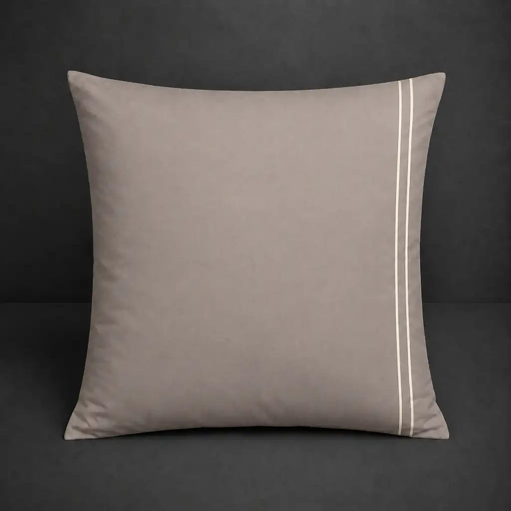 Square Stone Polycotton Percale 200TC Continental pillowcase with two row of Stone satin stitch.