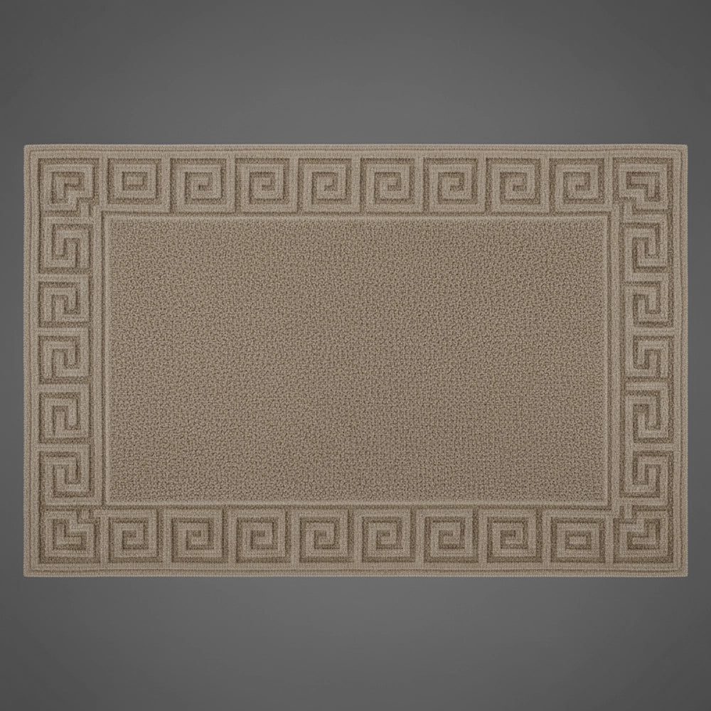 Stone SB bath mat with Greek key border by Linen and Co - premium hospitality bath linen