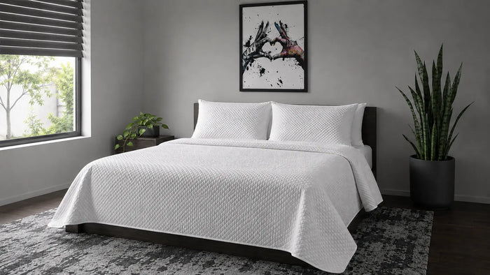 Stonewashed Microfibre Quilted Bedspread Set