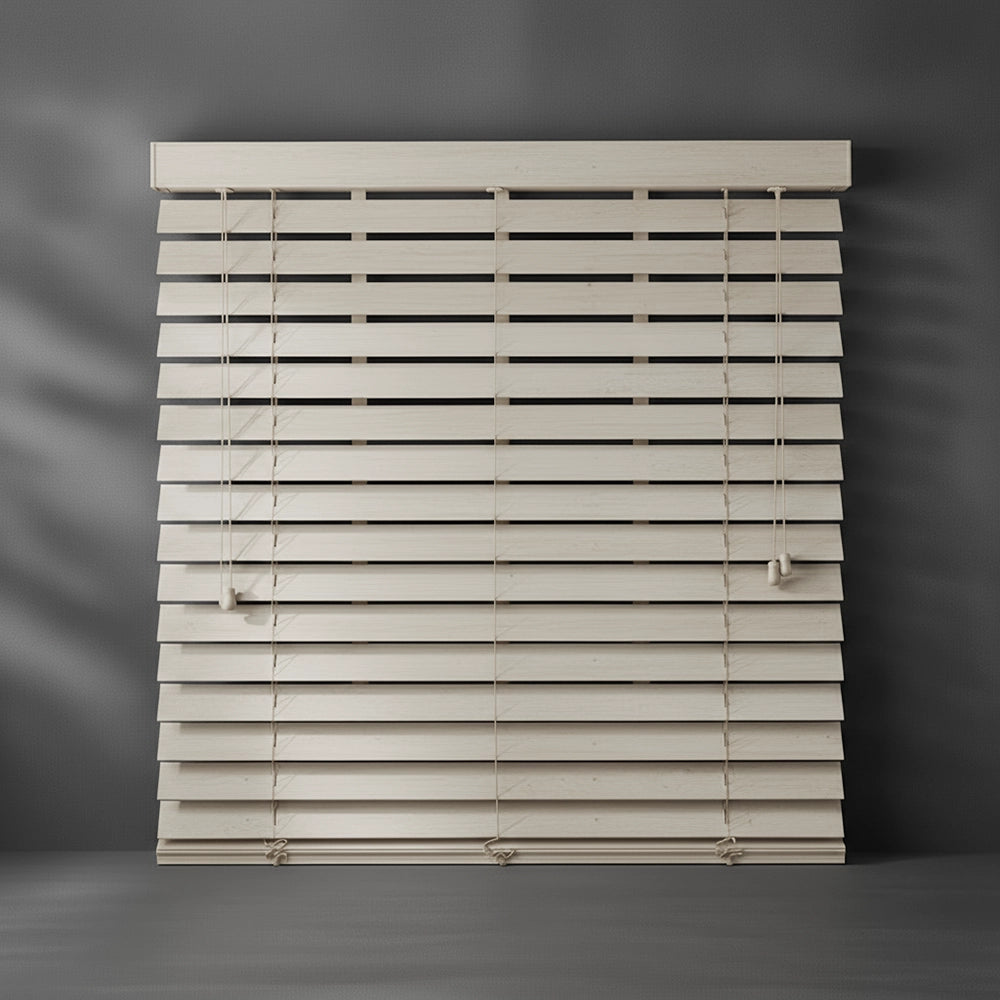 Toned Oak 50mm Foiled Eco Wood Venetian blind by Linen and Co - premium hospitality window blinds
