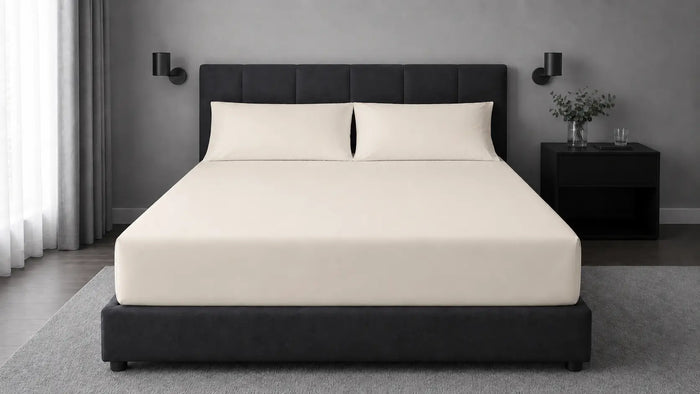 Cream Cotton 200TC Fitted Sheet