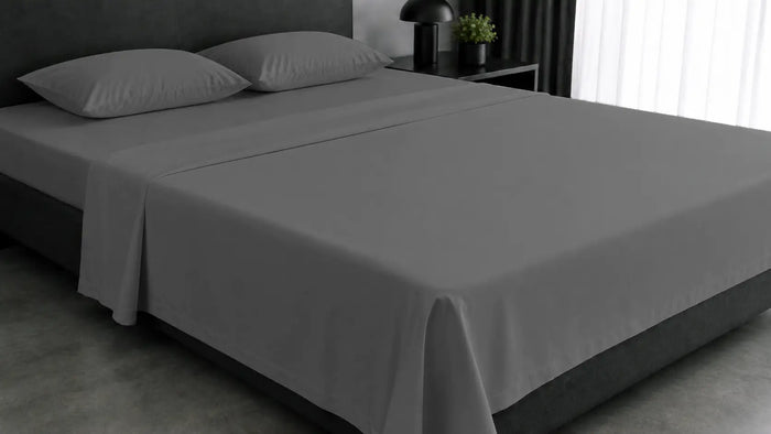 Grey Polycotton 200TC Flat Sheet