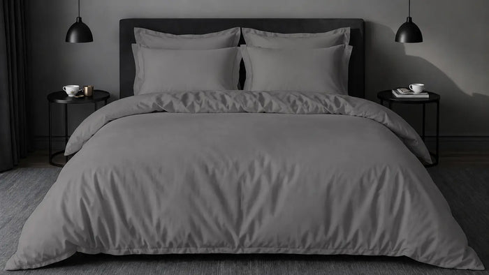 Grey Polycotton 200TC Oxford Duvet Cover Set
