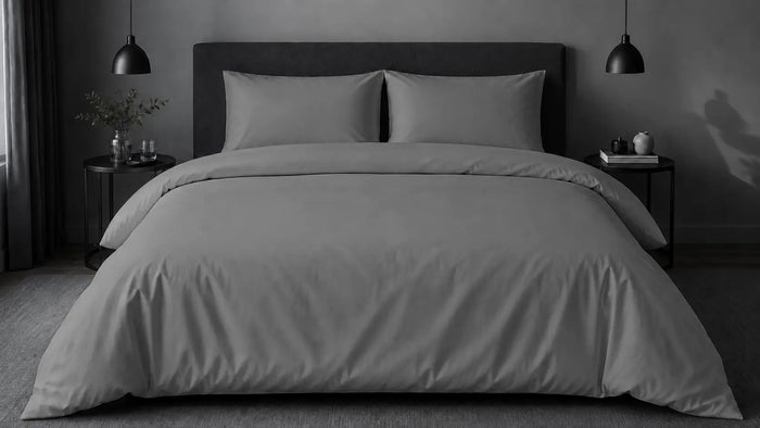 Grey Polycotton 200TC Duvet Cover Set