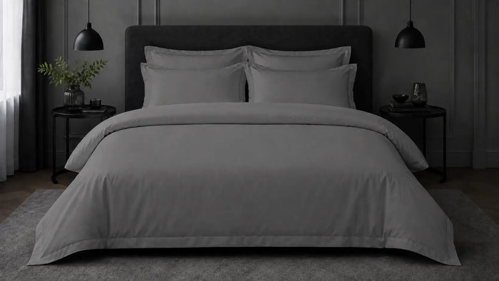 Grey Cotton 200TC Oxford Duvet Cover Set