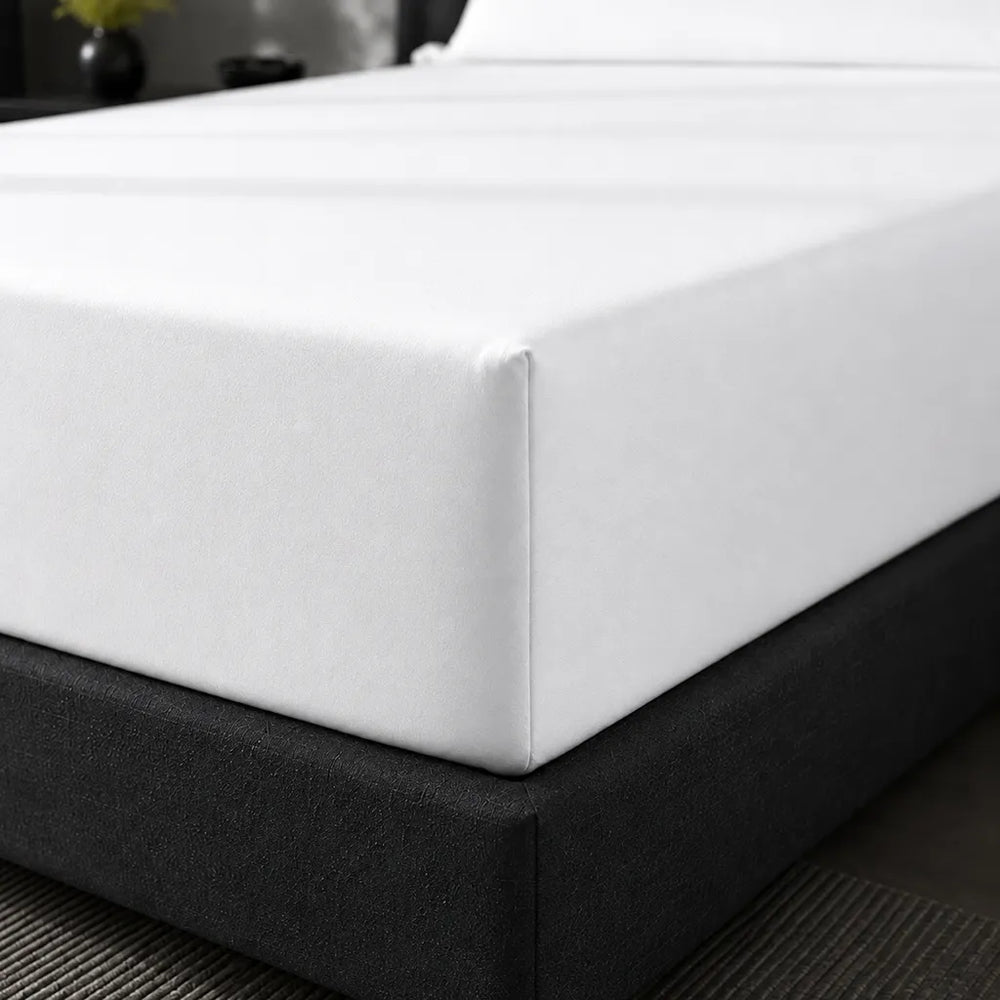 White Cotton Percale 200TC Fitted Sheets extra depth deep pocket corner detail - Linen and Co