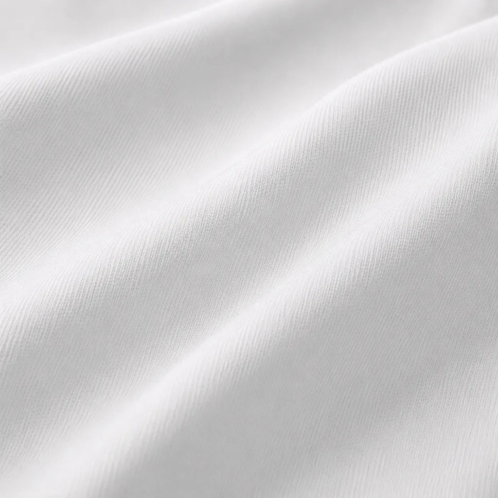White Cotton Percale 200TC Fitted Sheets fabric texture close up - Linen and Co