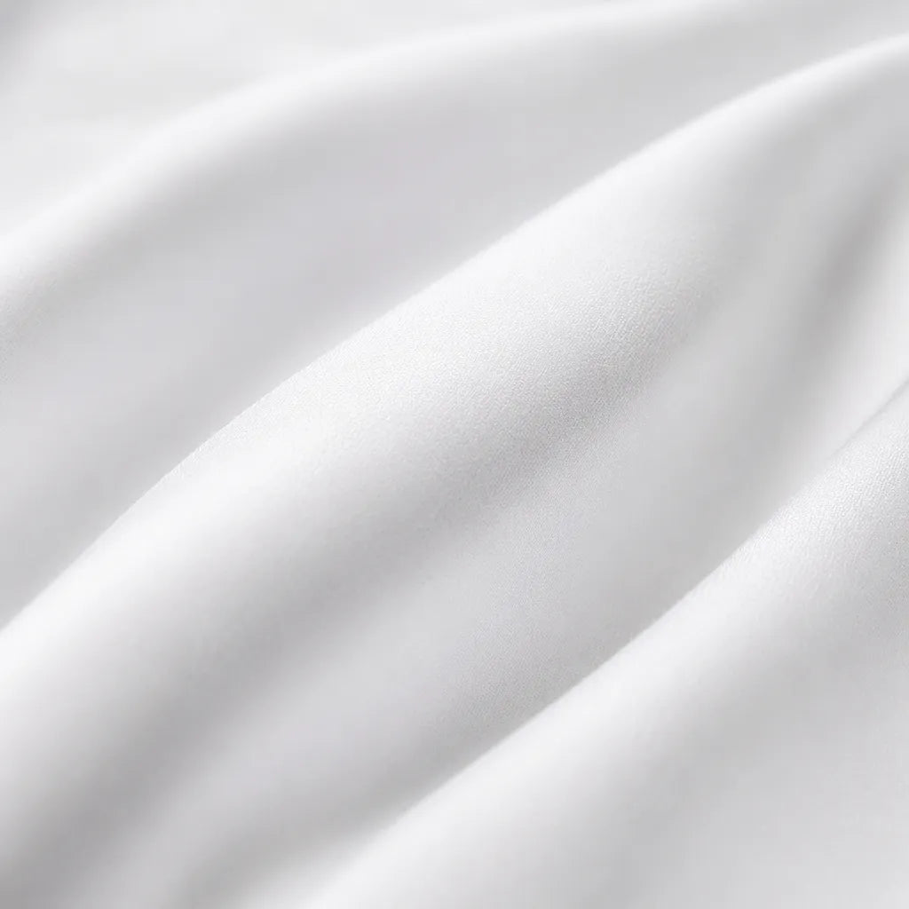 White Cotton Percale 300TC Fitted Sheets fabric texture close up - Linen and Co