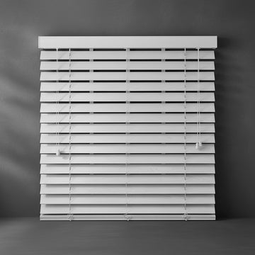 White 50mm wooden Venetian blind by Linen and Co - premium hospitality window blinds