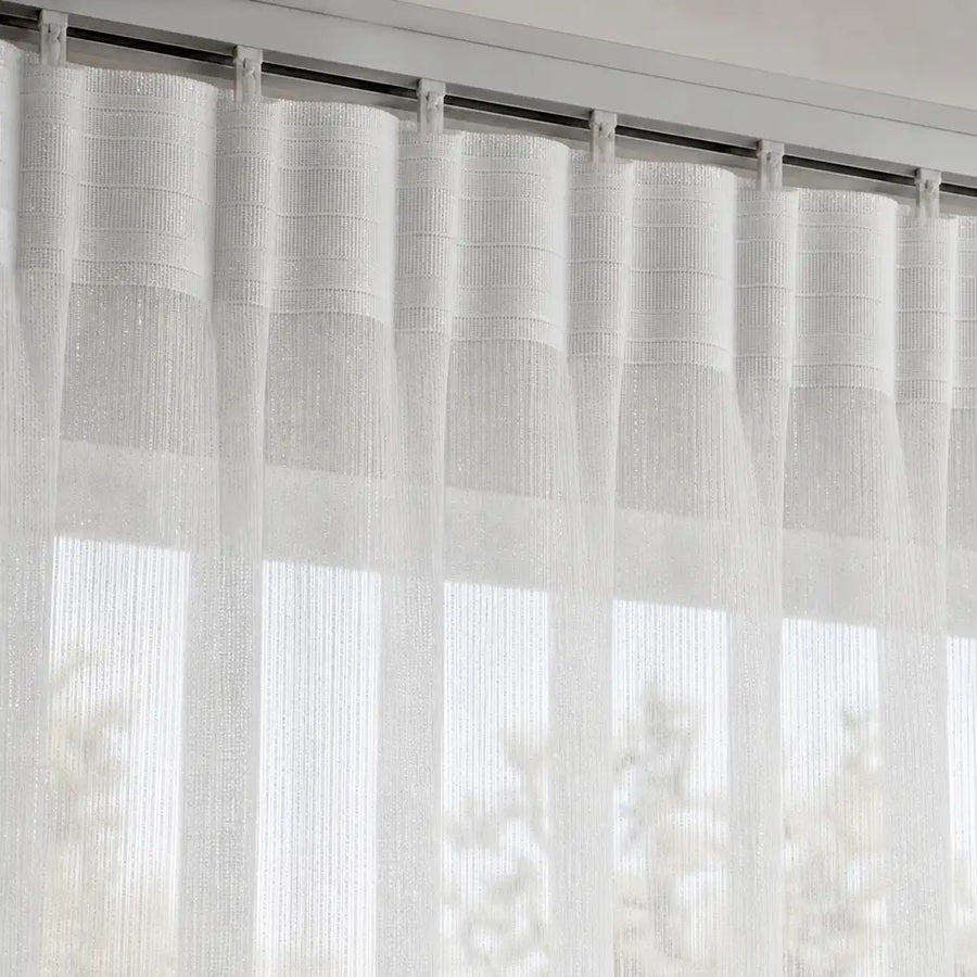 Taped heading detail for Whittaker Sheer Ready-Made Eyelet Curtain