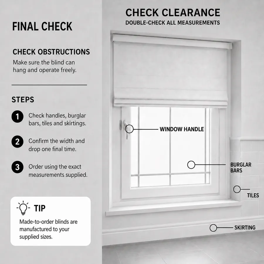 Step 4: checking for handles, tiles and skirtings before ordering